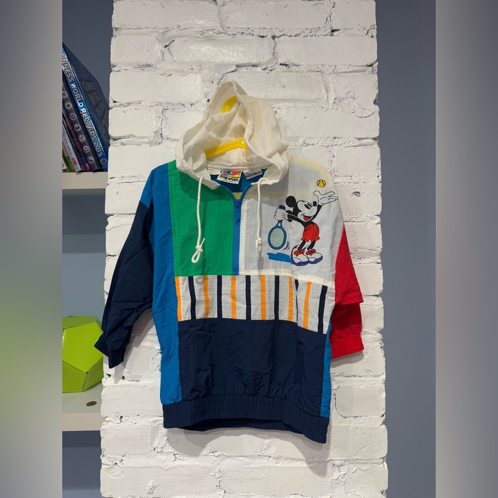 Vintage Mickey Mouse Colorblock Hoodie 1/4 Zip‎ Windbreaker